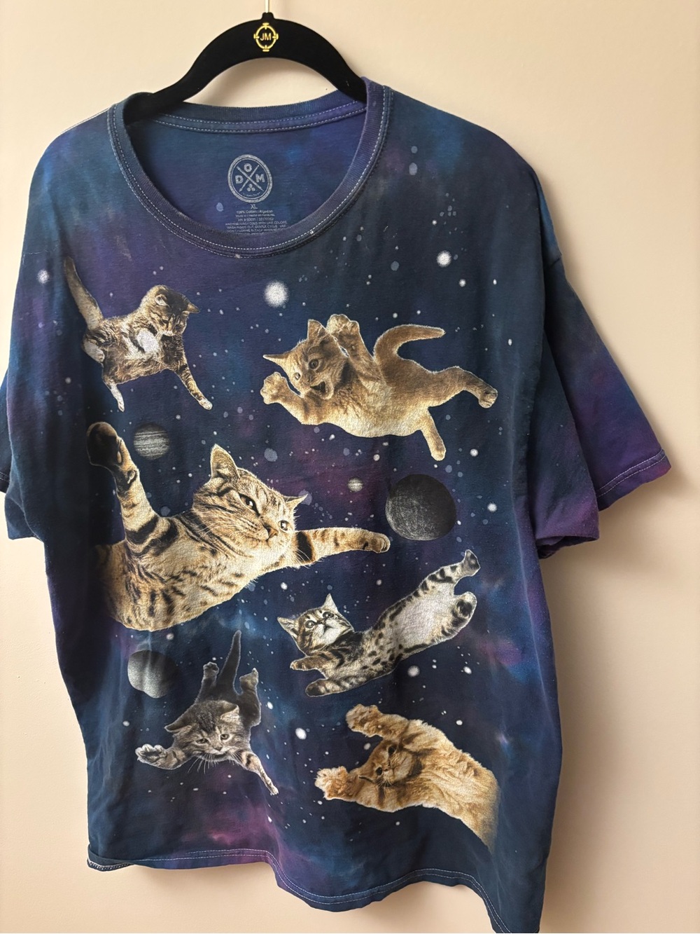 Men's Short-Sleeve Cat Galaxy Graphic Tee - Blue/Purple